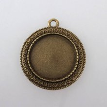 2 x 25mm bronze cabochon holders, cabochon pendants 119AB 