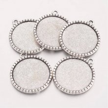 2 x 25mm silver cabochon holders, cabochon pendants 19AS-RS 