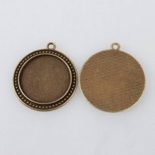 2 x 30mm bronze cabochon holders, cabochon pendants 88AB 