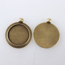 2 x 25mm bronze cabochon holders, cabochon pendants 102AB 