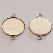 Round cabochon holder 18 mm Stainless steel 2 Rings