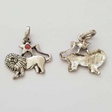 Charm Zodiac Sign Lion Silver Metal N°03 with rhinestones