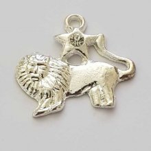 Charm Zodiac Sign Lion Silver Metal N°04 with rhinestones