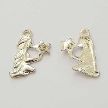 Virgo Zodiac Sign Charm Silver Metal N°04 with rhinestones