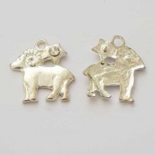 Zodiac sign charm Aries Silver Metal N°04 with rhinestones