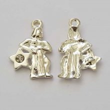 Aquarius Zodiac Sign Charm Silver Metal N°04 with rhinestones