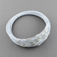 1 necklace rigid cabled wire light gray clasp to screw N°01
