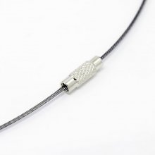 1 necklace rigid cabled wire slate gray clasp to screw N°01