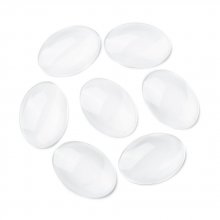 10 Oval Cabochons 25 x 35 mm in clear burr glass N°20