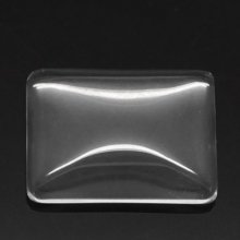 Cabochon Rectangle 18 x 25 mm in clear burr glass N°29