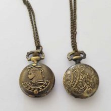 Antique Bronze Egypt Gusset Watch with Chain