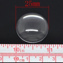 10 Round Cabochons 25 mm in transparent burr glass N°11 standard