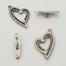 Toggle Clasp Heart Pattern N°26 Silver