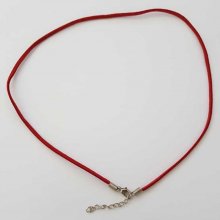 1 necklace red suedette 51 cm with lobster clasp
