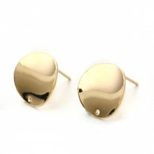 1 Pair of earrings chips round plate 16 mm GOLD plated N°02