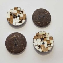 Boutons 23mm à deux trous ronds en noix de coco N°11