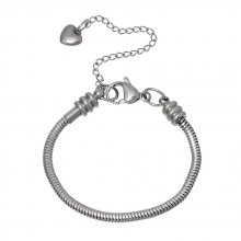 Bracelet Acier Inoxydable N°05-02 Argent Fermoir Mousqueton 21 cm