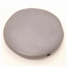 Galet plat résine rond 40 x 10 mm effet cuir Gris Clair