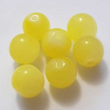 Perle Verre Ronde 12 mm Jaune 01 x 1 Pièce