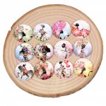 Lot 20 round glass cabochons 25mm Flower Girl Butterfly mixed Glass cabochon