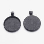 10 black cabochon holders 25mm, cabochon pendants 16NR