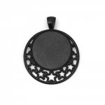 2 x 25mm Black cabochon holders, cabochon pendants 8501