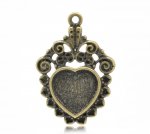 1 cabochon holder Heart N°04 Bronze