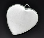 1 support cabochon Heart N°05 Silver