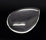 Cabochon Drop 18 x 25 mm in clear burr glass N°25