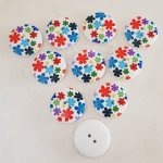 Wooden knob flowers 30 mm N°08 x 10 pieces