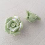 Earthenware flower 15 mm N°02-10 Turquoise green