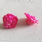 Fancy buttons, children, babies Flower pattern N°02-04 Fushia