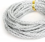 5 meters Round cord imitation leather braided Silver 3 mm