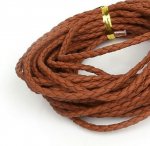 5 meters Brown braided leatherette cord 3 mm