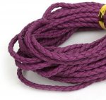 5 meters Round cord imitation leather braided Purple 3 mm