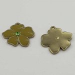 Enameled Metal Flower 25 mm Khaki