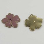 Enameled Metal Flower 25 mm Purple