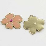 Enameled Metal Flower 25 mm Pink