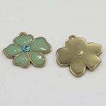 Enameled Metal Flower 25 mm Green