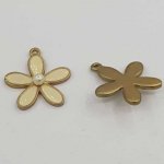 Enameled Metal Flower 26 mm Ivory