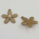 Enameled Metal Flower 26 mm Grey