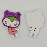 Wooden button girl mauve N°01-03