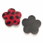 Red Fur Flower Lined 30x30mm x 1