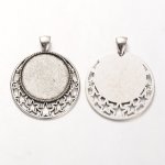 2 x 25mm silver cabochon holders, cabochon pendants 30AS