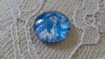 round glass cabochon 12mm blue flower 040 