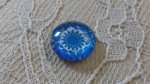 round glass cabochon 12mm blue flower 038 