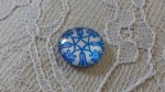 round glass cabochon 12mm blue flower 035 