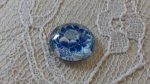 round glass cabochon 12mm blue flower 034 