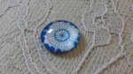 round glass cabochon 12mm blue flower 032 