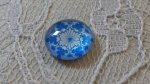 round glass cabochon 12mm blue flower 031 